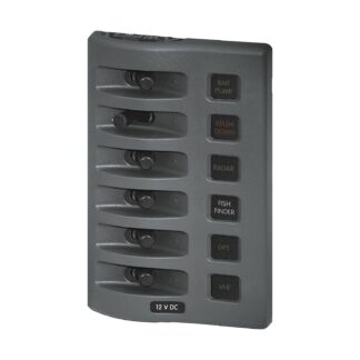 PANEL WD 12VDC FUSED 6POS GRAY