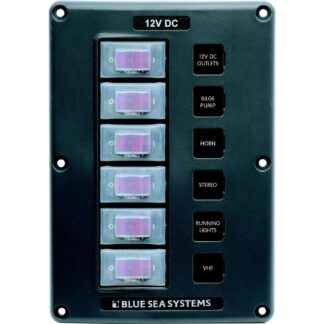 PANEL SWITCH H2O CB 6POS GRAY