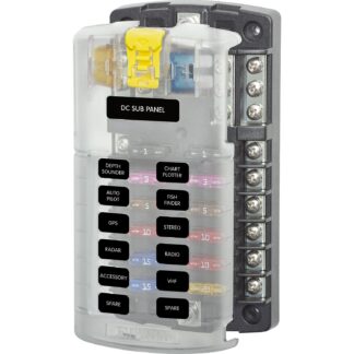FUSE BLOCK STBLADE 12CIRC W/GND/CVR