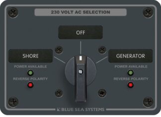 Blue Sea Systems AC preklopna ploča 230 V / 30 A, dva položaja + ISKLJ, dvopolna